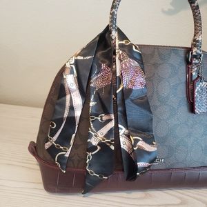 Twilly Scarf for purse bag hair etc Black Purple